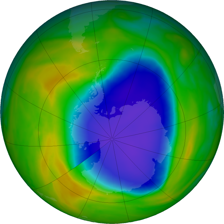 Antarctic ozone map for 04 November 2023